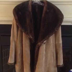 Suede faux fur jacket